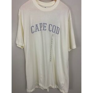 Cuffy's T-Shirt Mens XL Cream Cape Cod Graphic Short Sleeve Cotton Preppy Tee